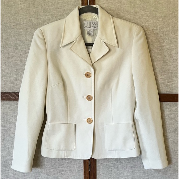 Vintage 1980s “Clueless” Cream Guess Blazer and Skirt Suit - 2/4 - Picture 2 of 16